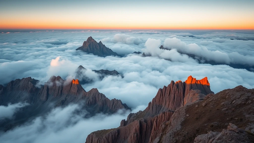 Panoramablick auf die Berggipfel in Anden-Kreuzfahrt, Peru bei Sonnenaufgang