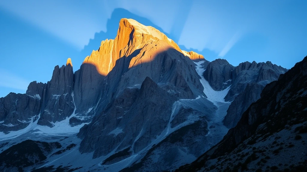 Morgenlicht auf den Granitfelsen des Gemsstock bei Andermatt in den Schweizer Alpen