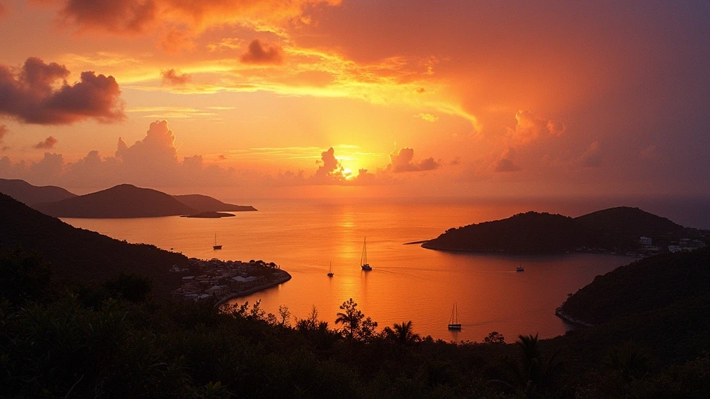 Sonnenuntergang über Shirley Heights mit Blick auf English Harbour und Nelson's Dockyard in Antigua