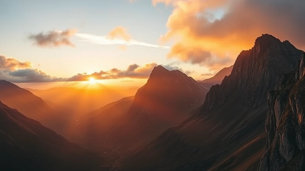Panoramablick auf den Aonach Eagach Ridge in Schottland bei Sonnenuntergang