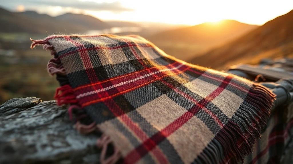 Traditioneller schottischer Tweed am Aonach Eagach Ridge im goldenen Licht