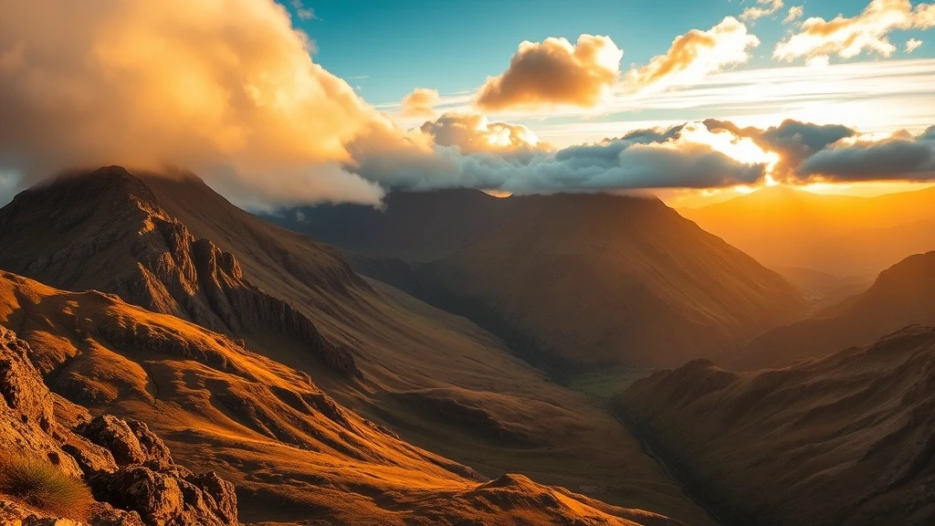 Panoramablick auf den Aonach Eagach-Grat im Glen Coe-Tal bei Sonnenuntergang in Schottland