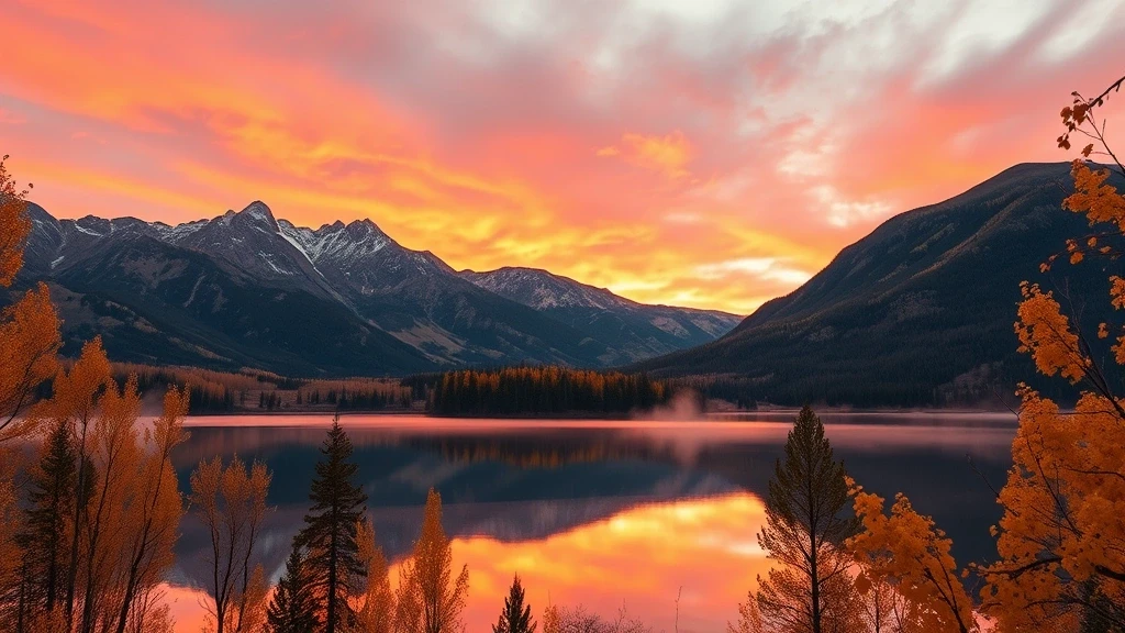 Sonnenuntergang über den Maroon Bells in Aspen mit Spiegelung im Bergsee