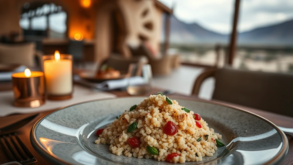 Traditionelle chilenische Küche in Luxus-Lodge der Atacama-Wüste mit kunstvoller Präsentation
