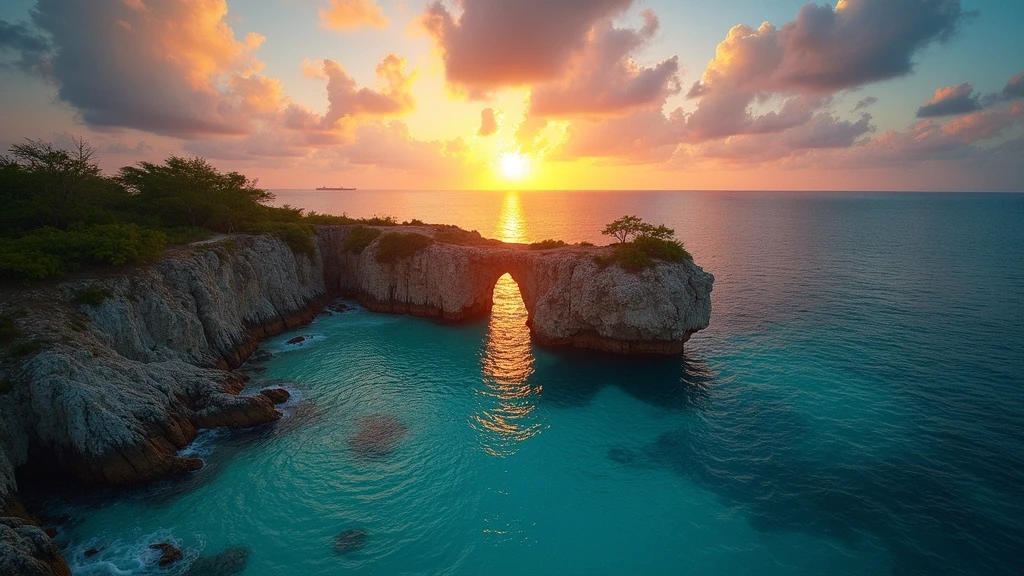 Sonnenuntergang am Glass Window Bridge auf Eleuthera, Bahamas, wo Atlantik und Karibik aufeinandertreffen