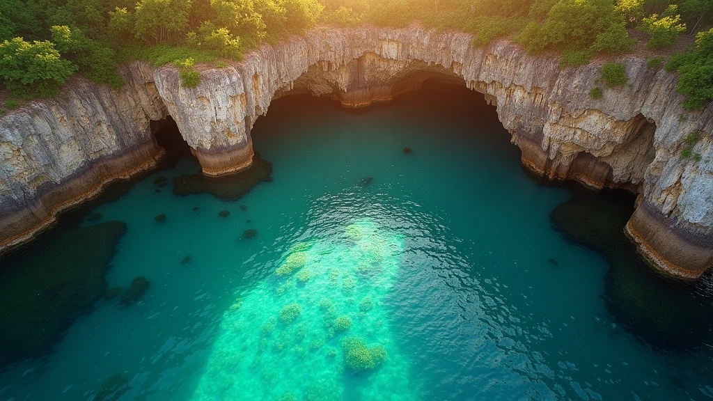 Luftaufnahme der Animal Flower Cave an der Nordspitze von Barbados