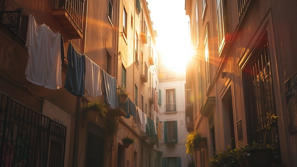 Goldene Stunde in den engen Gassen von Carrer de Verdi in Barcelona-Gràcia
