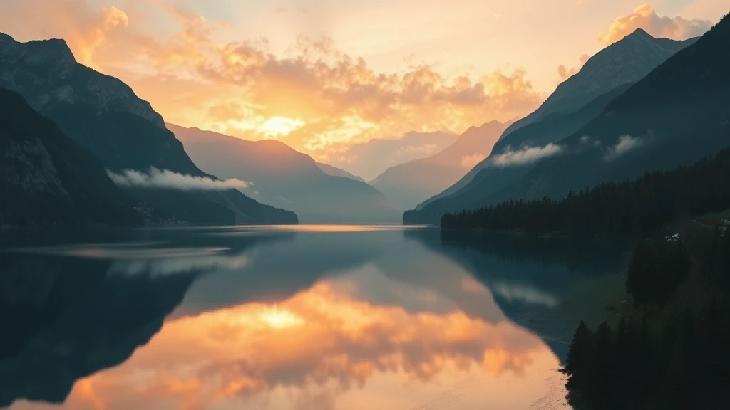 Sonnenuntergang über dem Königssee mit Watzmann-Spiegelung in Berchtesgaden