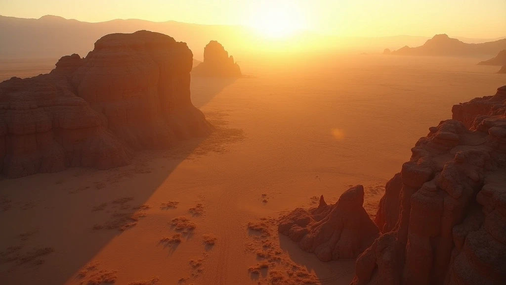 Dramatische Luftaufnahme der Wüstenlandschaft von Bethanien, Namibia zur goldenen Stunde