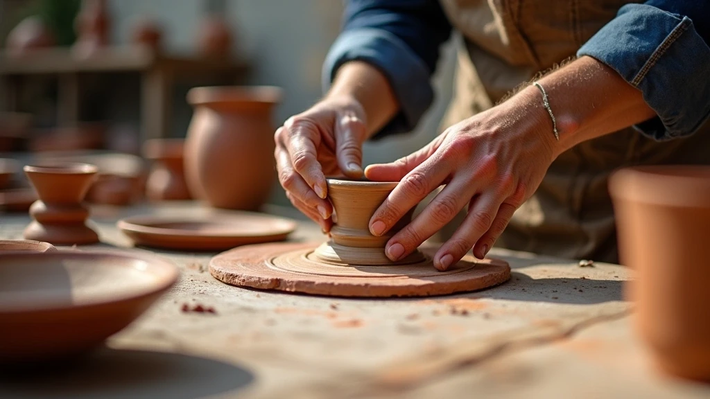 Handwerker stellt traditionelle baskische Keramik in Bilbao, Spanien her