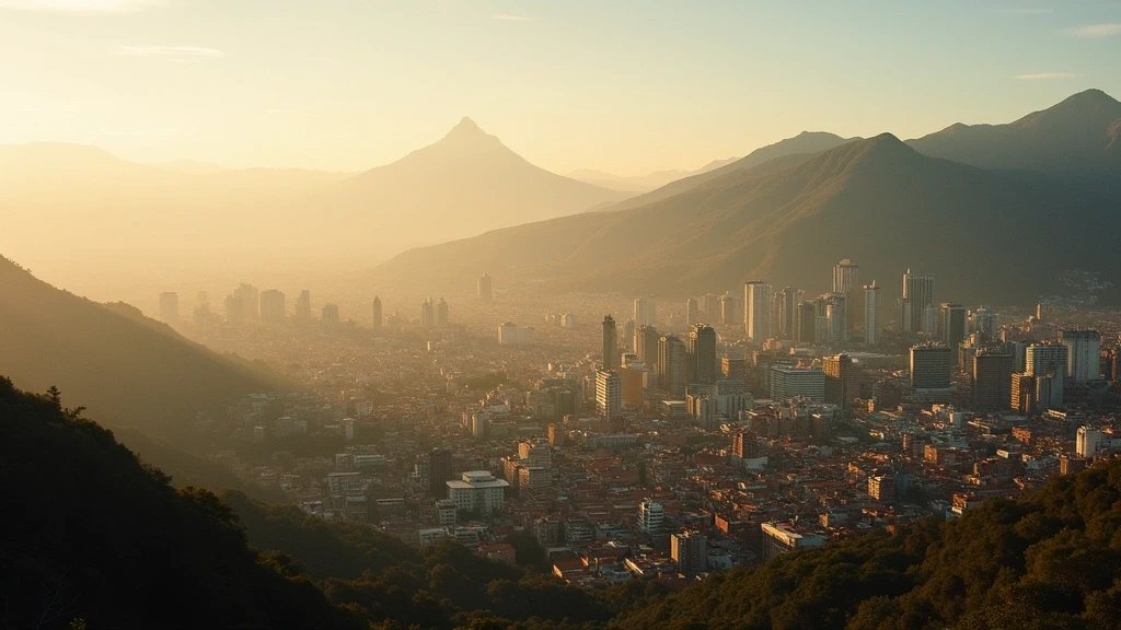 Luftaufnahme von Bogotá auf dem Andenplateau mit Monserrate-Berg zur goldenen Stunde