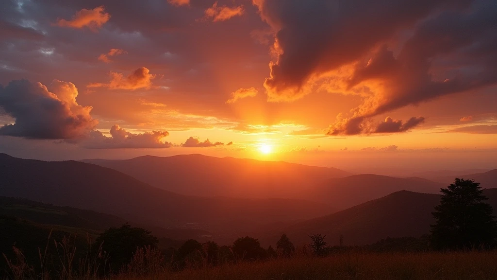 Sonnenuntergang ueber der Ostkordillere in Bogotá mit dramatischem Himmel