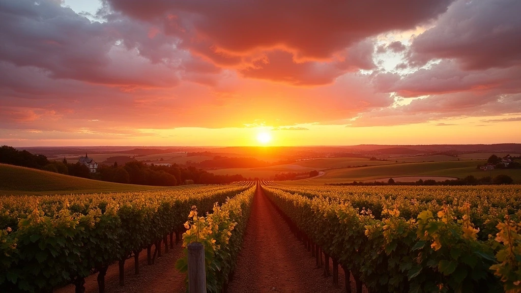 Sonnenuntergang über den Weinbergen von Saint-Émilion in Bordeaux