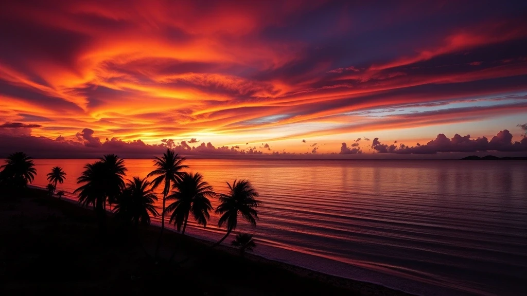 Panorama Sonnenuntergang ueber dem Korallenmeer in Bowen, Australien