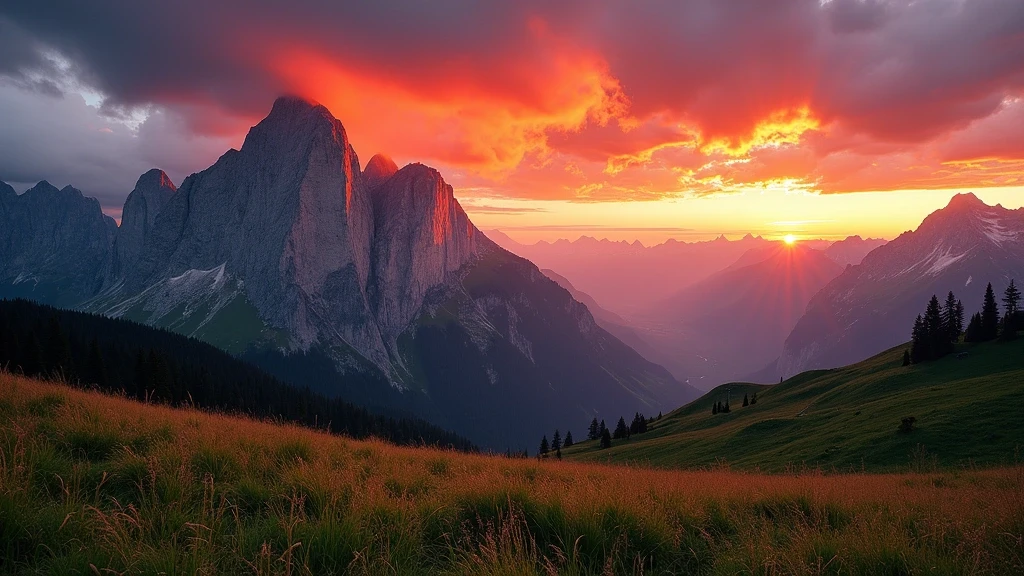 Sonnenuntergang über der Rosengarten-Gruppe in den Dolomiten bei Bozen