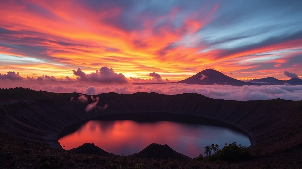 Sonnenuntergang am Barva-Vulkan-Kratersee im Braulio Carrillo Nationalpark, Costa Rica