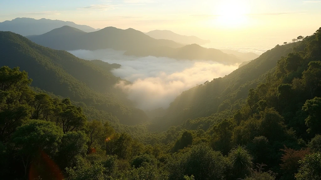 Panoramablick auf den Sage Mountain National Park auf den Britischen Jungferninseln mit Regenwald