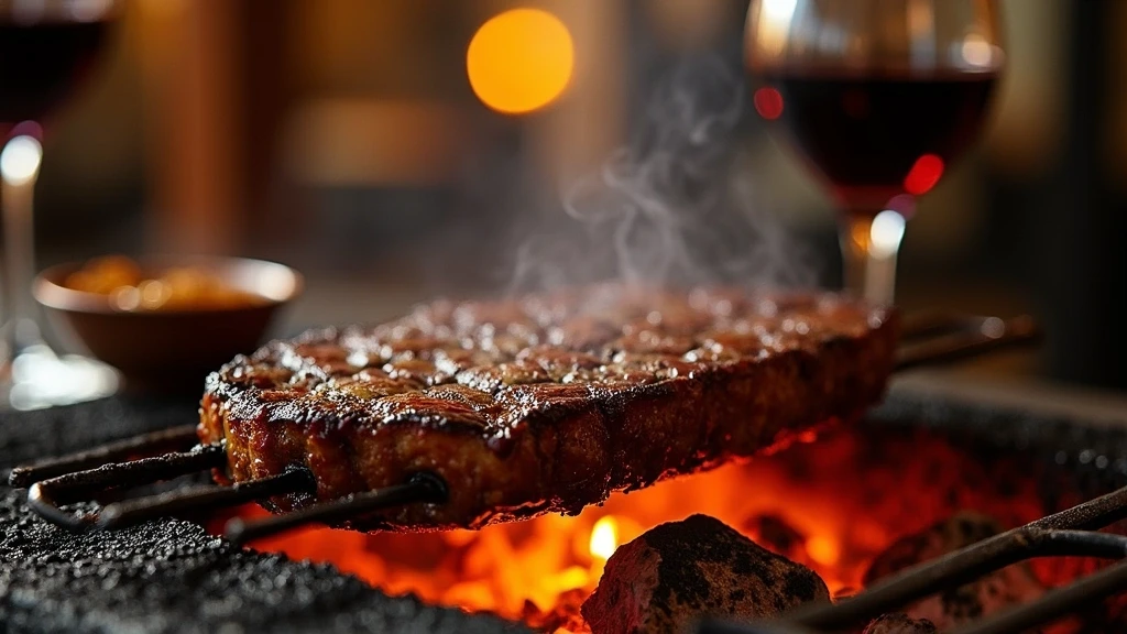 Argentinisches Asado-Steak mit Chimichurri und Malbec-Wein in Buenos Aires