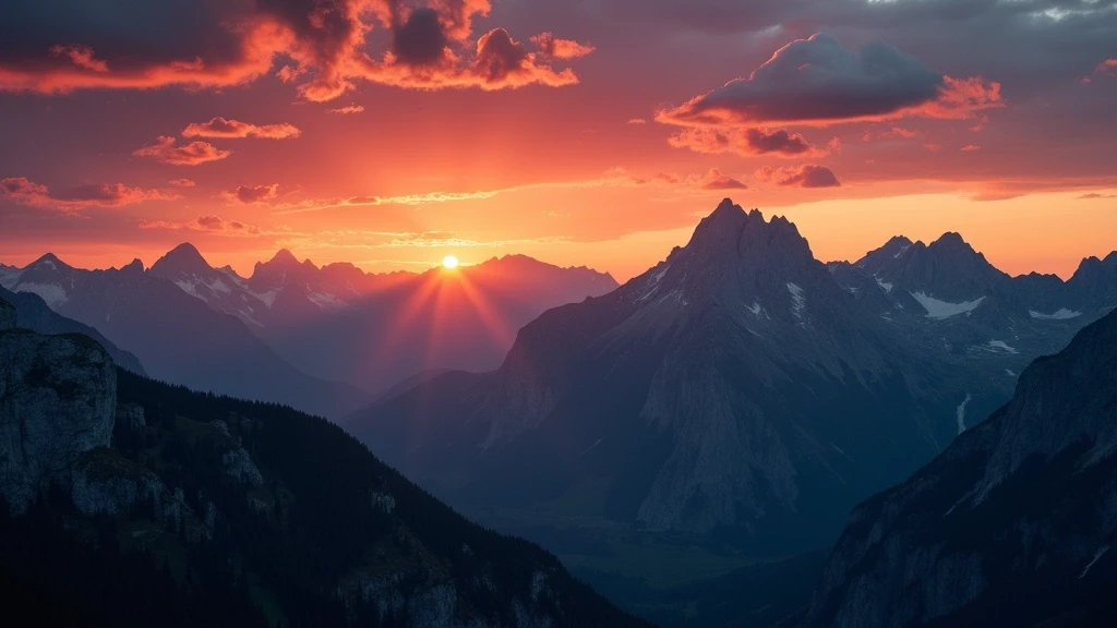 Sonnenuntergang ueber den Sassolungo-Bergen in den Dolomiten von Canazei