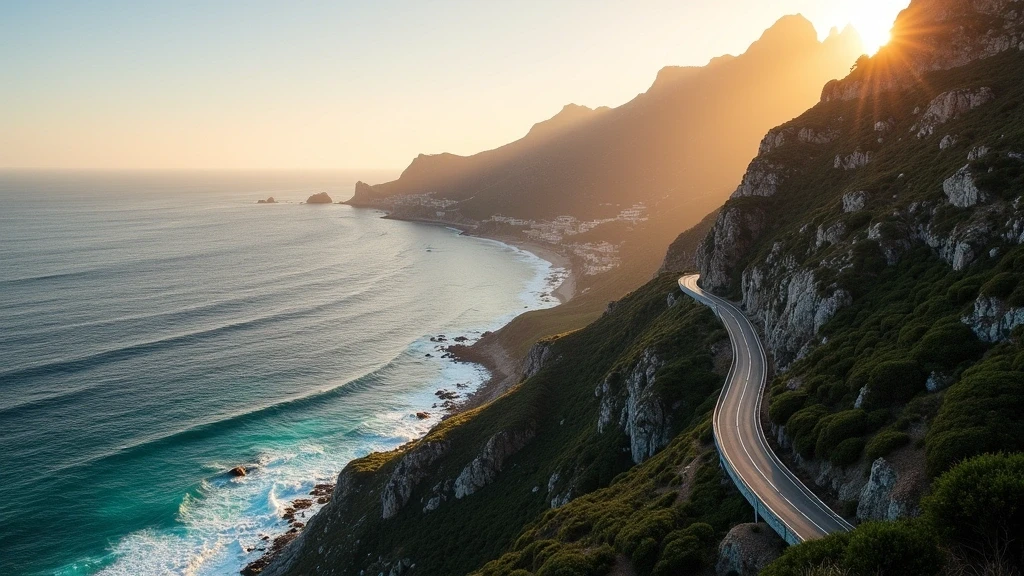 Chapman's Peak Drive in Kapstadt zur goldenen Stunde mit Klippen und Meer