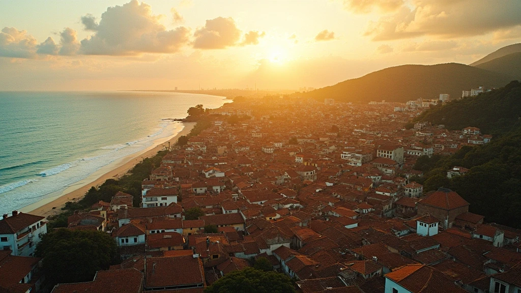 Luftaufnahme der historischen Altstadt von Cartagena zur goldenen Stunde mit kolonialer Architektur und Karibikküste