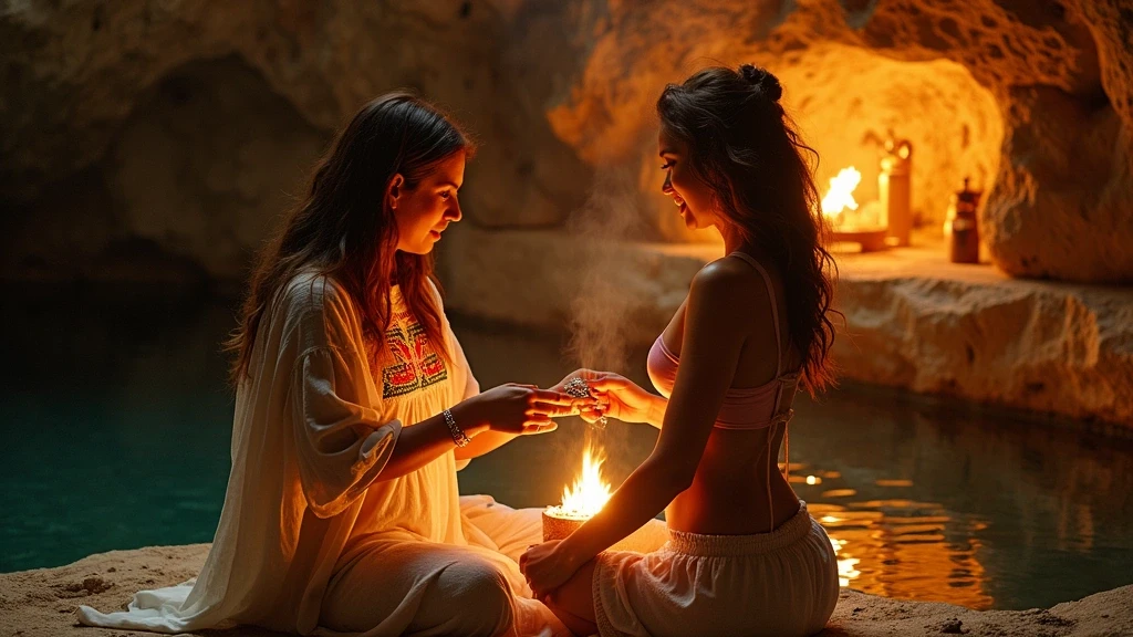 Lokale Fuehrerin erklaert Mayen-Rituale an einem Cenote auf der Yucatán-Halbinsel
