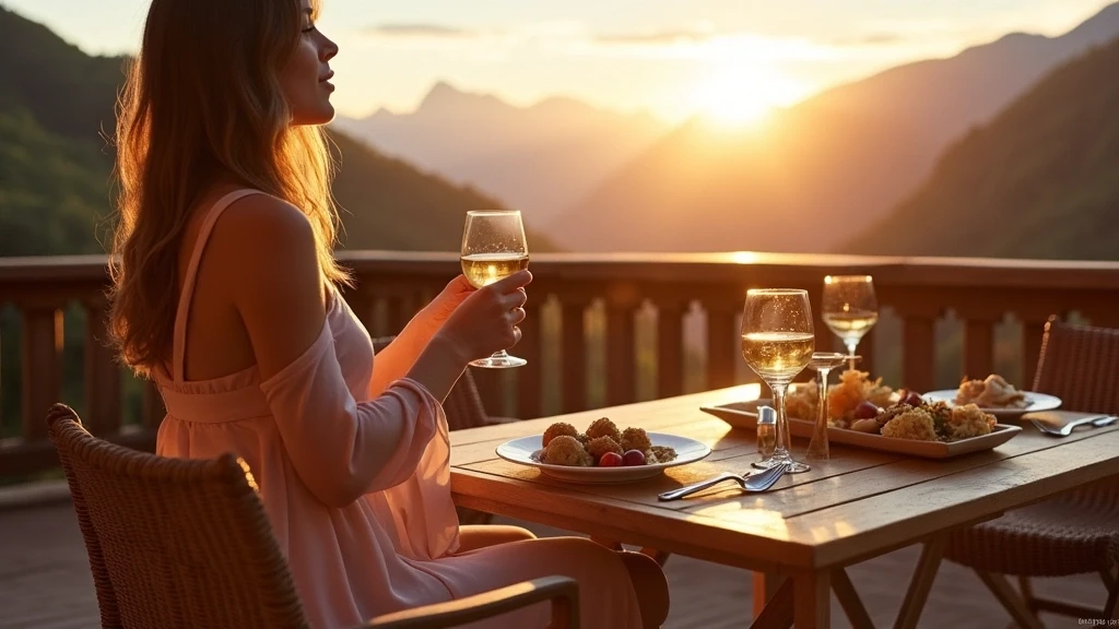 Elegantes Abendessen auf der Terrasse des Chalet de la Source in Frankreich