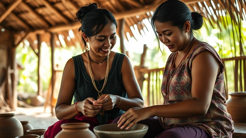 Kichwa-Frau zeigt traditionelle Töpferei in einem Amazonas-Dorf bei Coca, Ecuador