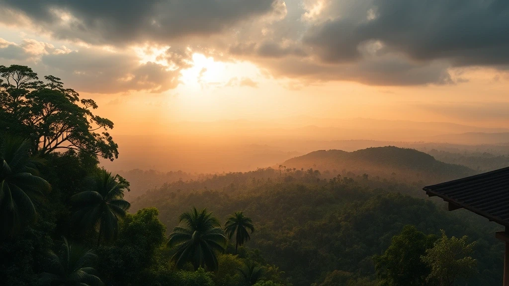 Panoramablick auf das Amazonas-Regenwalddach von Coca, Ecuador im Morgenlicht