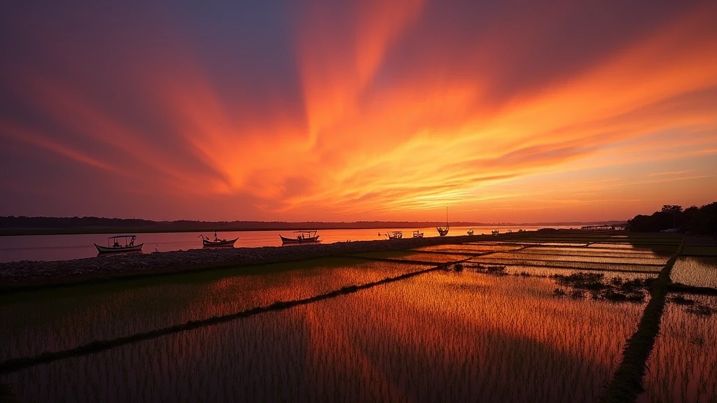 Sonnenuntergang am Sado-Flussdelta in Comporta mit Fischerbooten