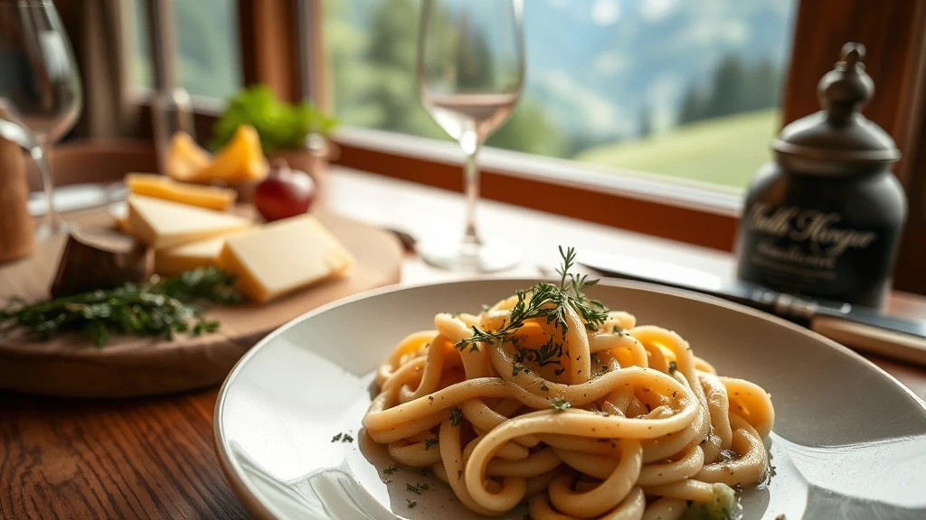 Traditionelle Tiroeler Kueche in Sterne-Restaurant in Cortina d'Ampezzo mit Schlutzkrapfen