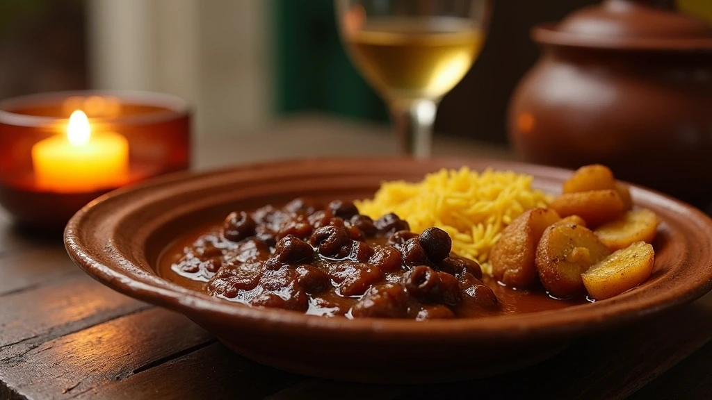 Traditionelle kubanische Küche Ropa Vieja in Trinidad, detailaufnahme auf keramikgeschirr
