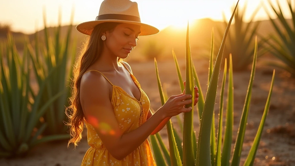 Lokale Fuehrerin demonstriert traditionelle Aloe-Vera-Ernte in Curaçao