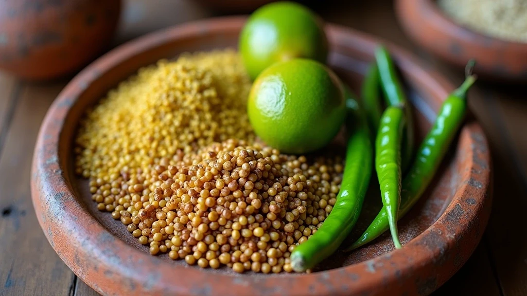 Traditionelle Aboriginal-Bush-Tucker-Zutaten aus dem Daintree-Regenwald, Australien, künstlerisch arrangiert