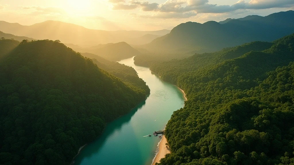 Luftaufnahme des Daintree-Regenwalds in Australien, wo der älteste Regenwald der Welt auf das Great Barrier Reef trifft