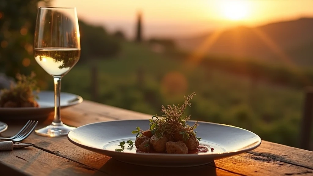 Haute Cuisine mit Trueffeln auf handgefertigtem Geschirr in den Dolce Vita Heights, Italien