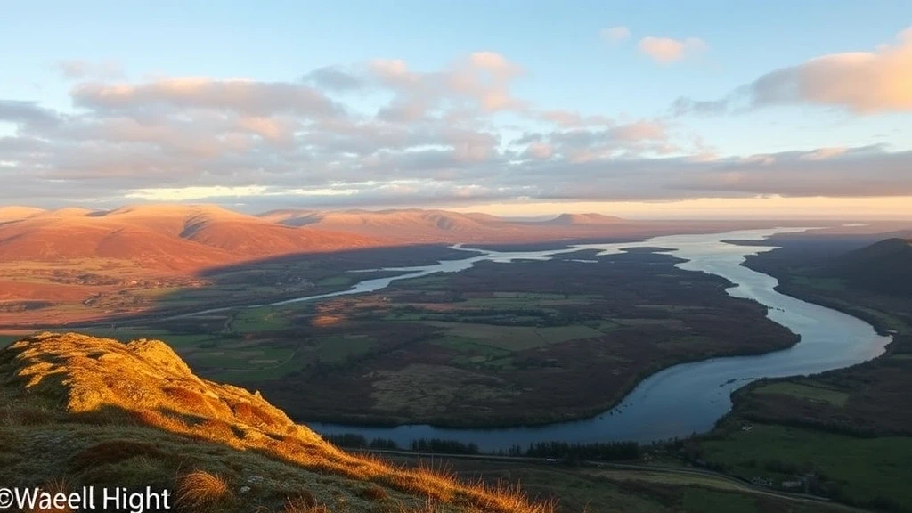 Panoramablick auf den Dornoch Firth von Struie Hill in Schottland zur goldenen Stunde