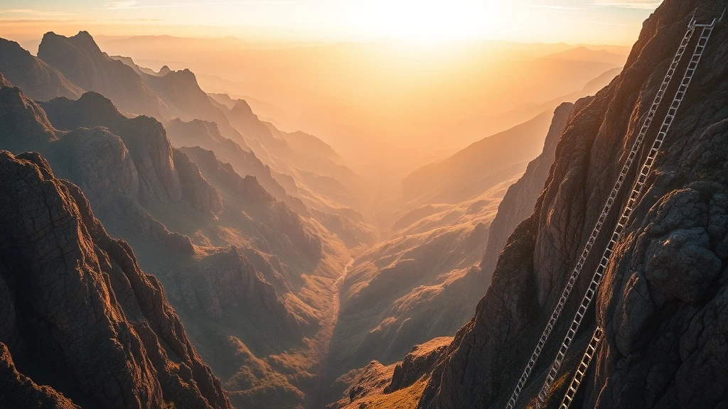 Luftaufnahme der Drakensberg Chain Ladders mit dramatischen Felsen und goldenem Licht