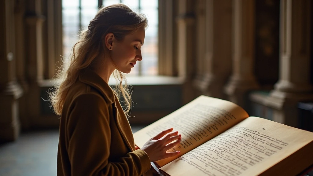 Reisende bewundert das Book of Kells im Trinity College in Dublin, Irland
