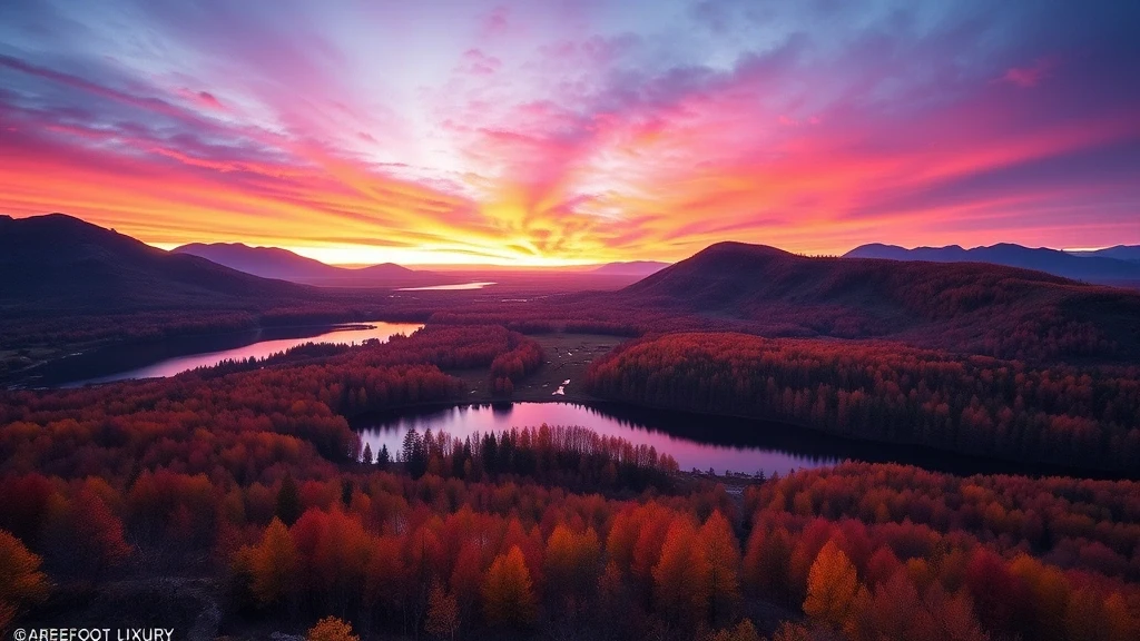 Herbstlicher Hallormsstaðaskógur Wald in Egilsstaðir, Island, bei Sonnenuntergang