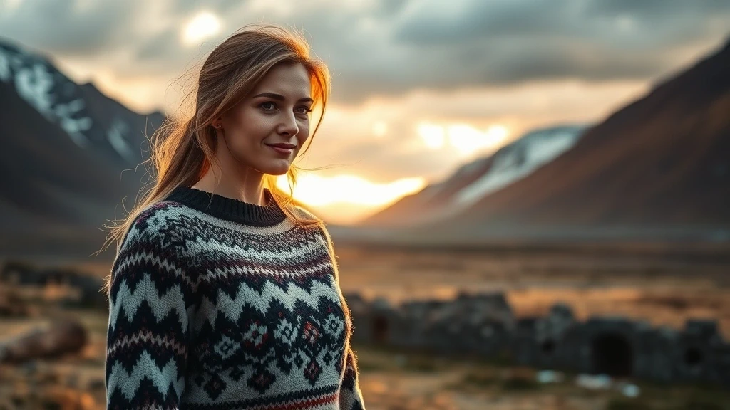 Lokale Fuehrerin zeigt Wikingerruinen in Egilsstaðir, Island