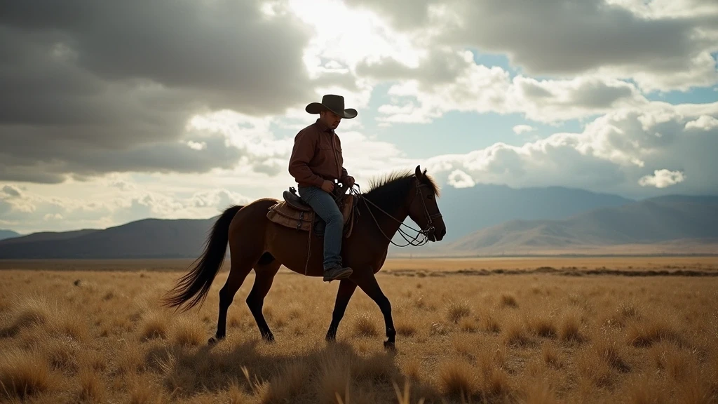 Gaucho zu Pferd auf einer Estancia in der Naehe von Esquel in Patagonien Argentinien