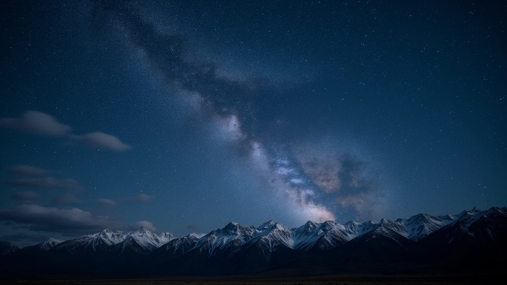 Nachthimmel ueber Esquel in Patagonien mit Milchstrasse und suedlichen Sternen Astrofotografie
