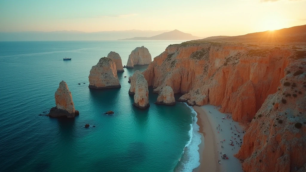 Luftaufnahme der tuffstein-küste und faraglioni-felsen von favignana zur goldenen stunde