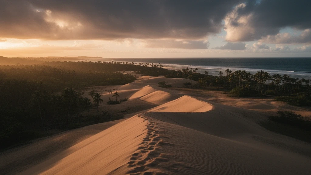 Sonnenuntergang über den Sigatoka Sand Dünen Nationalpark auf Fidschi