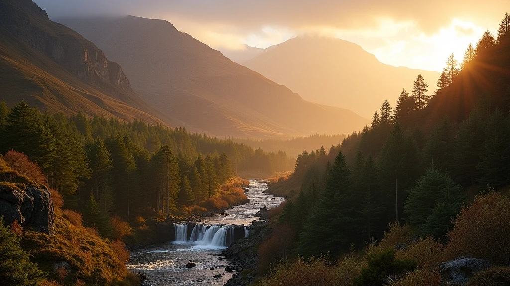 Panoramablick auf Glen Nevis bei Sonnenuntergang in Fort William, Schottland