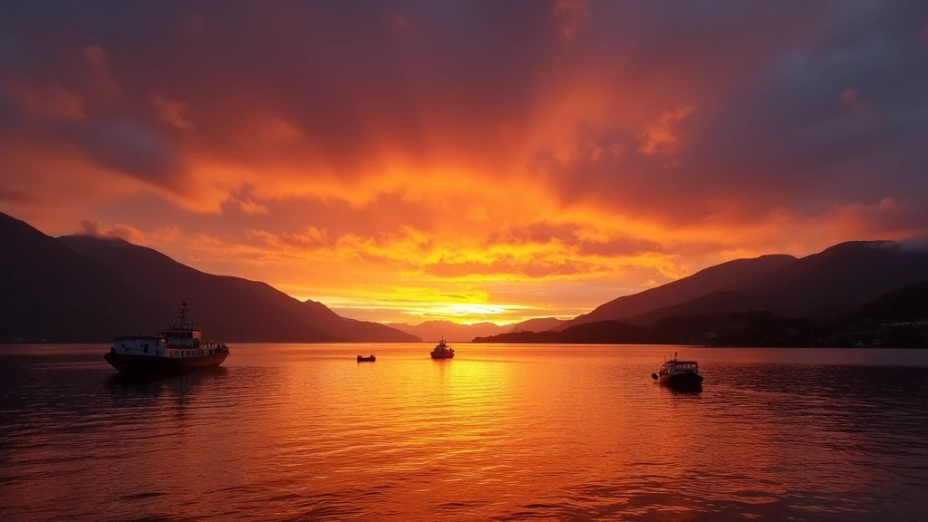 Sonnenuntergang ueber Loch Linnhe in Fort William, Schottland