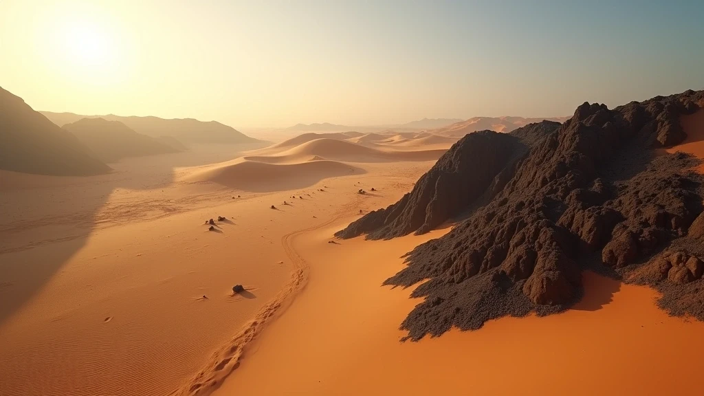 Panoramablick auf die einzigartige Wuestenlandschaft von Foum Zguid mit Sandduenen und Felsformationen
