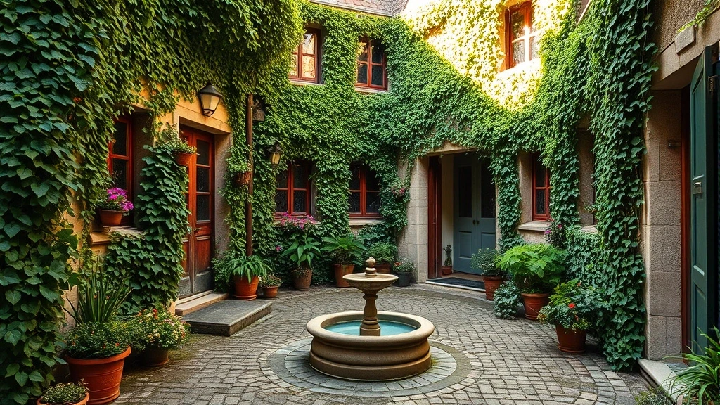 Versteckter Innenhof im Gerberau-Viertel von Freiburg mit romantischer Atmosphäre