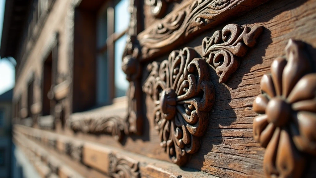 Detailaufnahme von Holzschnitzereien an einem Fachwerkhaus in Gengenbach